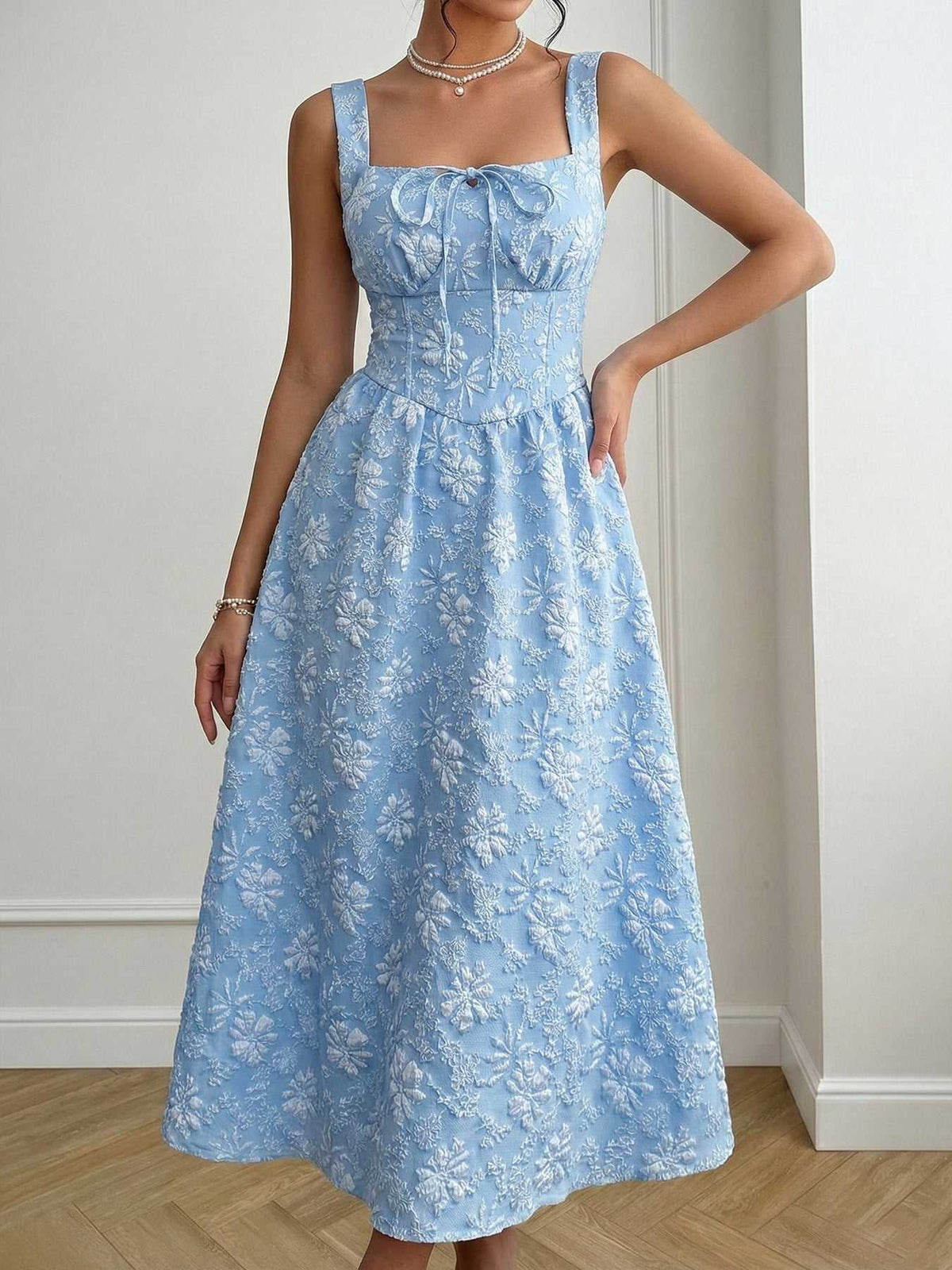Floral Tie-Front A-Line Midi Dress 100100033507143 47 Affordable Fashion Under $100 Jerry's Apparel 