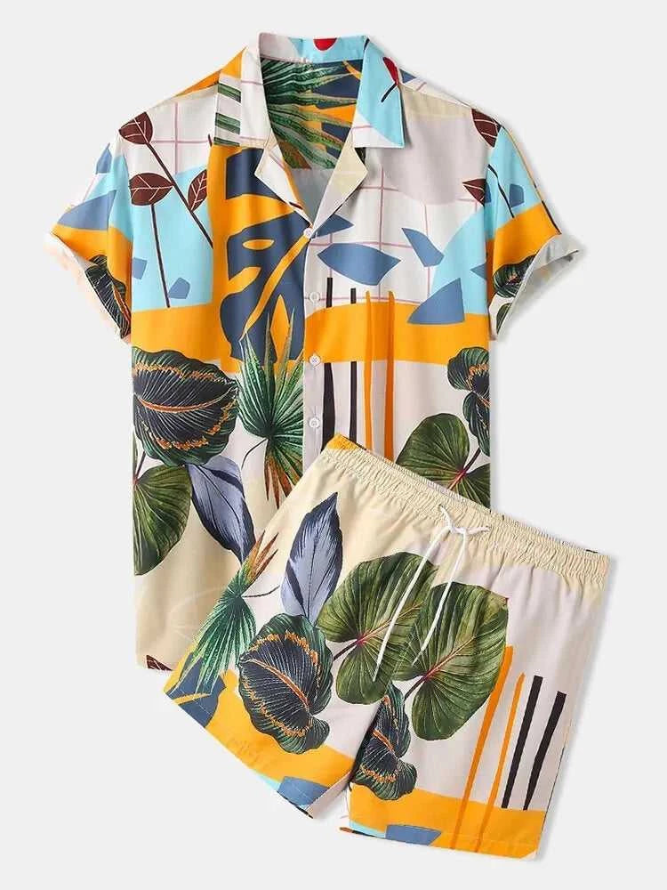 Men's Full Size Printed Short Sleeve Shirt and Shorts Set Plus Size 100400772557644 36 Affordable Fashion Under $100 Jerry's Apparel 