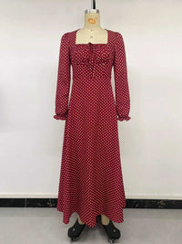 Square Neck Polka Dot Long Sleeve Maxi Dress 101001463928082 48 Affordable Fashion Under $100 Jerry's Apparel 