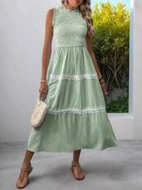 Smocked Striped Lace Trim Sleeveless Midi Dress 100100337606296 49 Affordable Fashion Under $100 Jerry's Apparel 