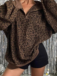 Leopard Print Quarter-Zip Sweatshirt 101001865802464 52 Affordable Fashion Under $100 Jerry's Apparel 