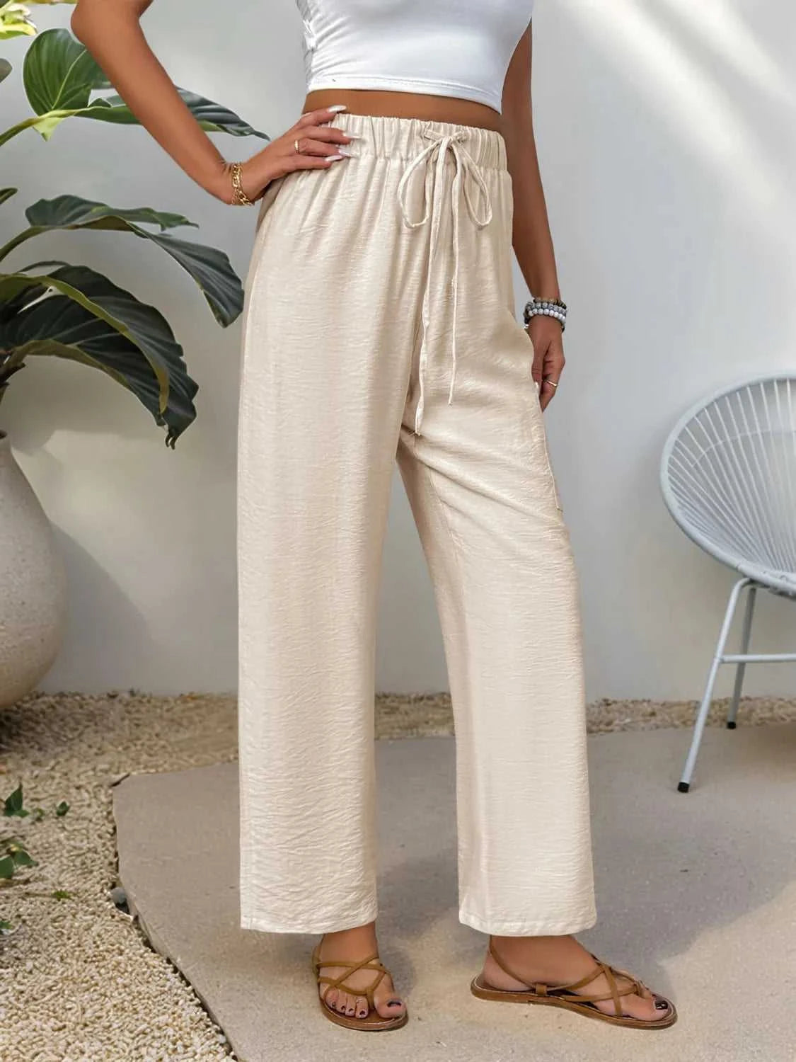 Drawstring Wide Leg Pants 100100095971494 28 Seasonal Fashion Collections Jerry's Apparel 