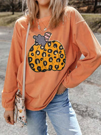 Halloween Leopard Pumpkin Patchwork Ribbed Sweatshirt 101001373546441 40 Affordable Fashion Under $100 Jerry's Apparel 