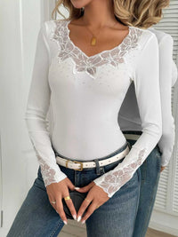 Elegant Lace Trim Long Sleeve Top 100100972289207 35 Affordable Fashion Under $100 Jerry's Apparel 