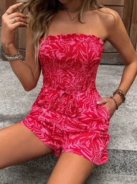 Perfee Smocked Printed Tube Romper with Pockets 100100478141583 29 Affordable Fashion Under $100 Jerry's Apparel 