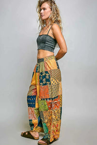 POL Printed Patchwork Wide Leg Pants with Adjustable Side Drawstring 100100789991970 61 Affordable Fashion Under $100 Jerry's Apparel 