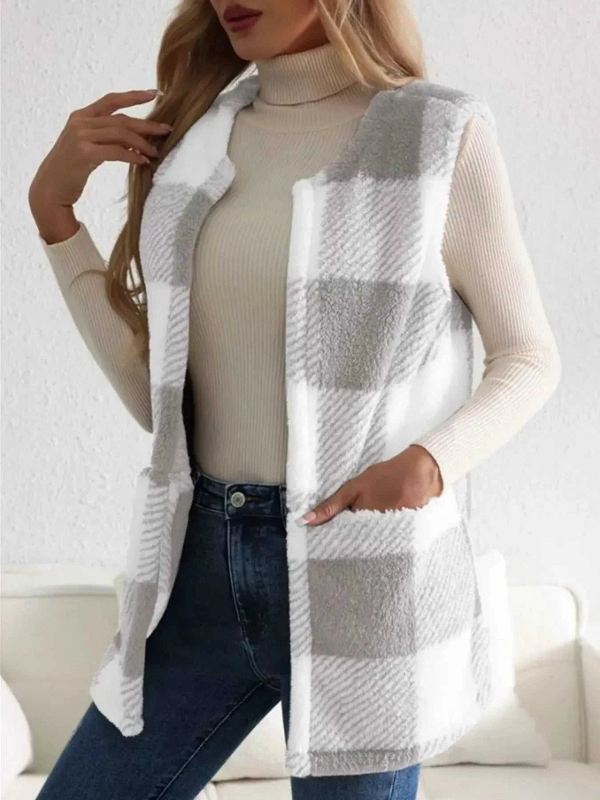Cozy Plaid Sherpa Vest Coat 100100200755346 28 Affordable Fashion Under $100 Jerry's Apparel 