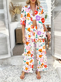 Devine Printed Button Down Shirt and Pants Set 100100774461792 54 Gifts for Her Jerry's Apparel 