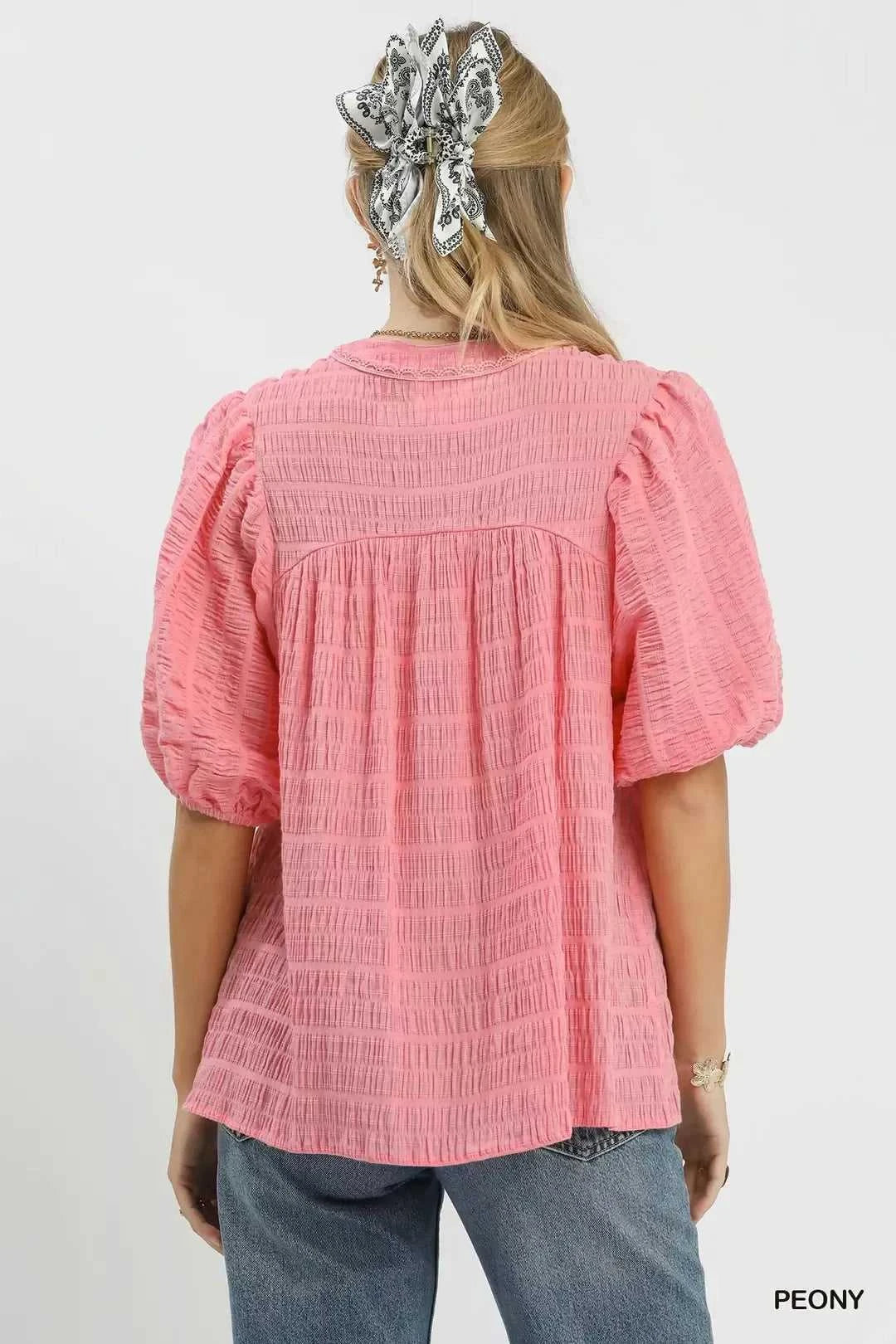 Umgee Textured Puff Sleeve Blouse 100100103951023 49 Affordable Fashion Under $100 Jerry's Apparel 