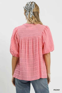 Umgee Textured Puff Sleeve Blouse 100100103951023 49 Affordable Fashion Under $100 Jerry's Apparel 