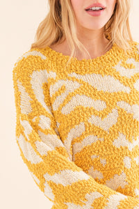 And The Why Full Size Textured Pattern Contrast Sweater