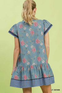 Umgee Floral Contrast Trim Ruffle Hem Mini Dress 100100100671981 66 Affordable Fashion Under $100 Jerry's Apparel 