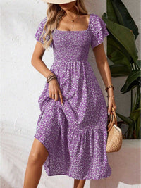Floral Print Smocked Ruffle Sleeves Dress 100100039252836 42 Affordable Fashion Under $100 Jerry's Apparel 