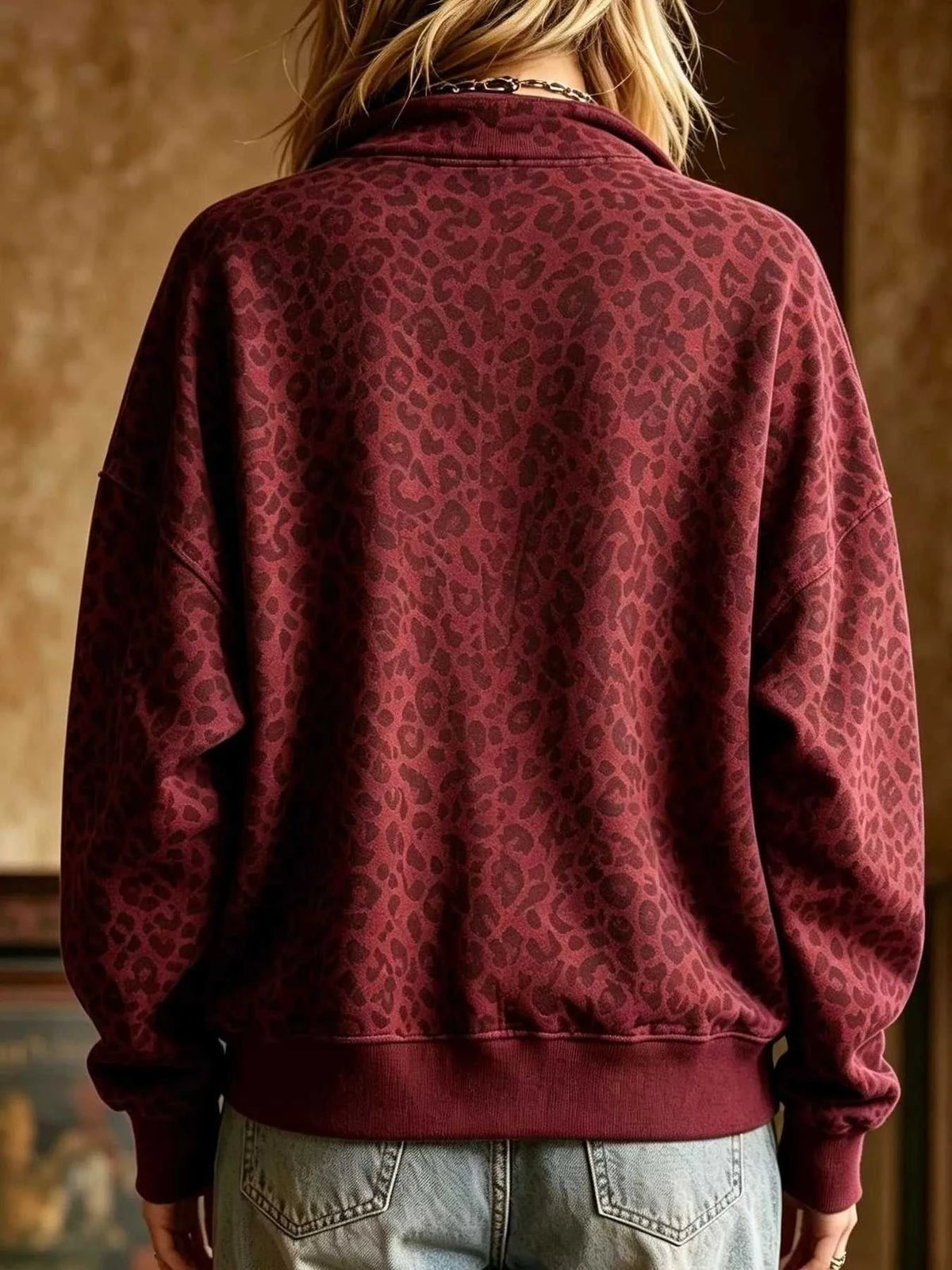 Leopard Half Zip Oversized Sweatshirt 101001634174267 49 Affordable Fashion Under $100 Jerry's Apparel 