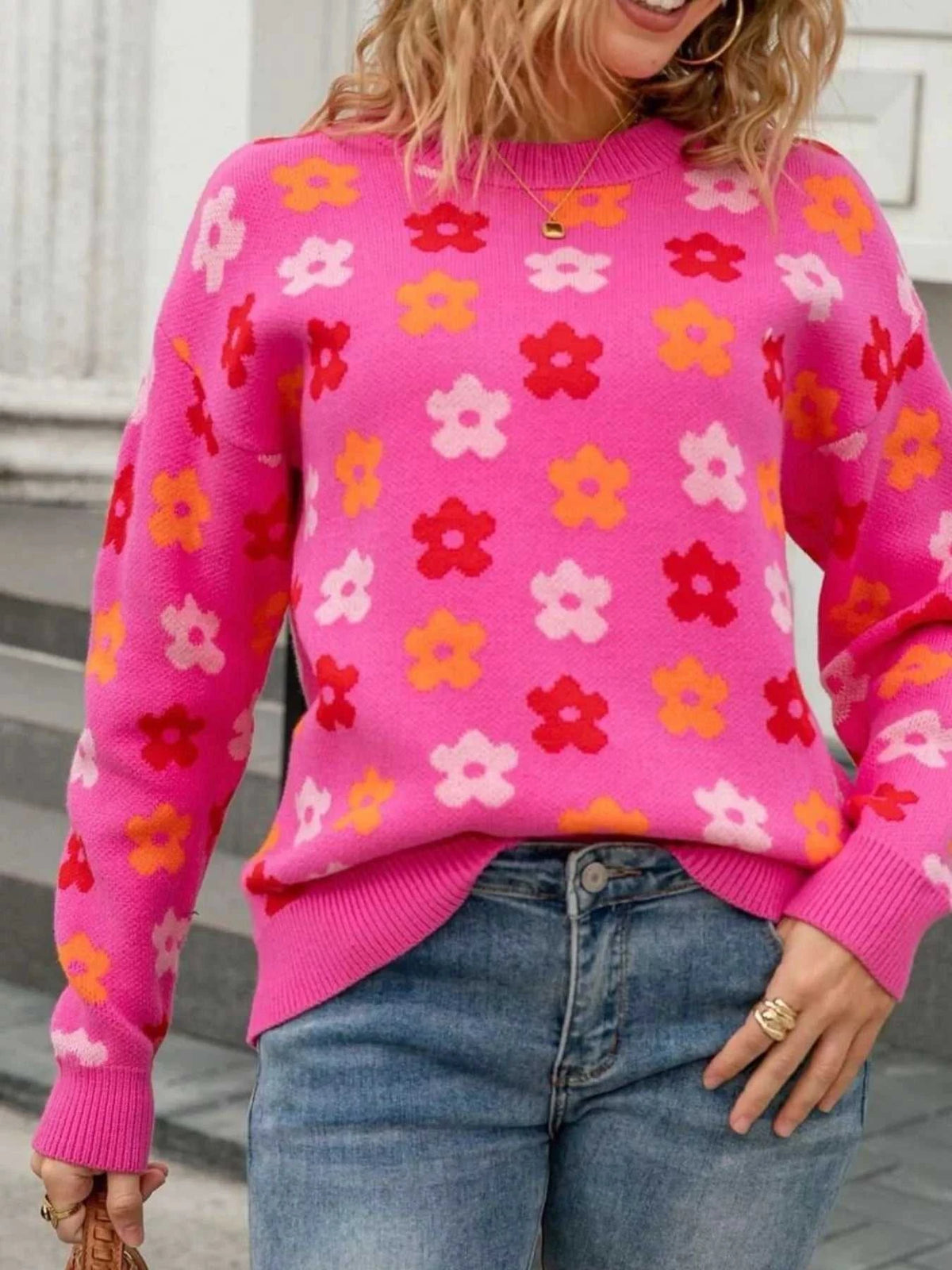 Floral Crew Neck Sweater 100100205302483 49 Gifts for Her Jerry's Apparel 
