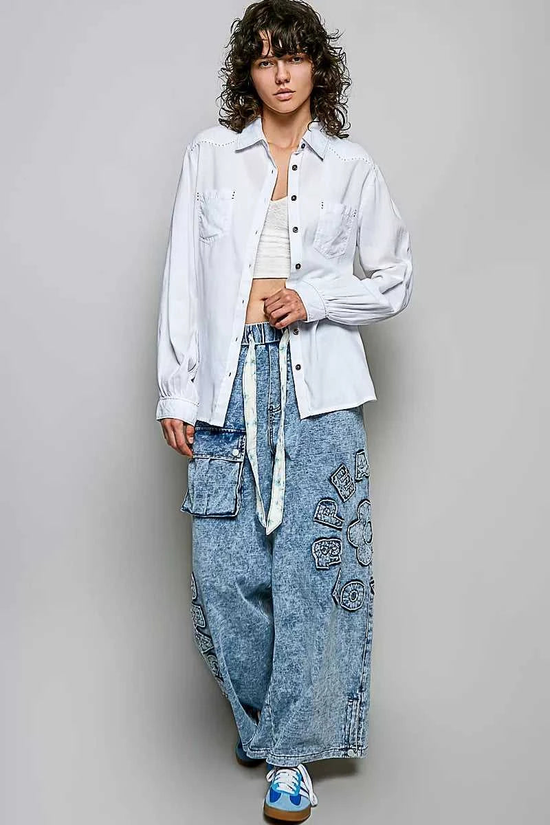 POL Washed Textured Cotton Western Button Front Shirt 100100131311307 54 Affordable Fashion Under $100 Jerry's Apparel 