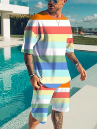 Men's Full Size Color Block Tee and Shorts Set Plus Size 100400665375415 29 Affordable Fashion Under $100 Jerry's Apparel 