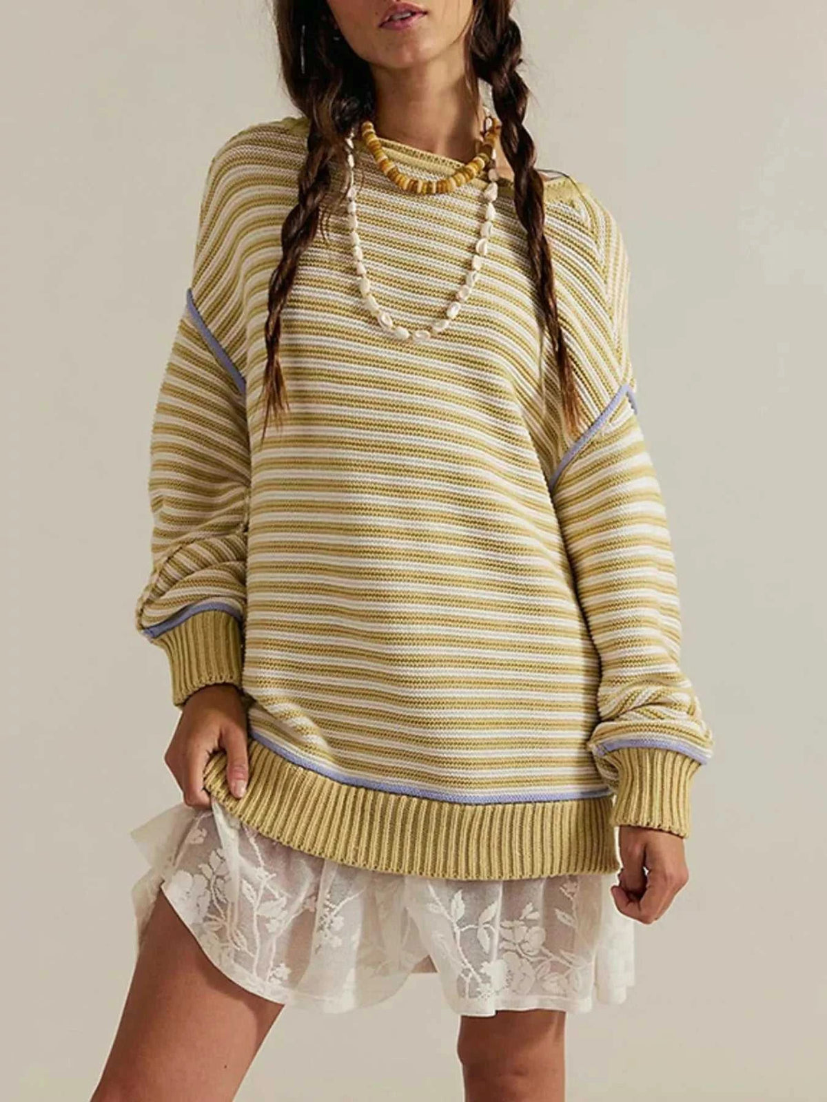 Oversized Striped Dropped Shoulder Sweater 100100026843595 45 Affordable Fashion Under $100 Jerry's Apparel 