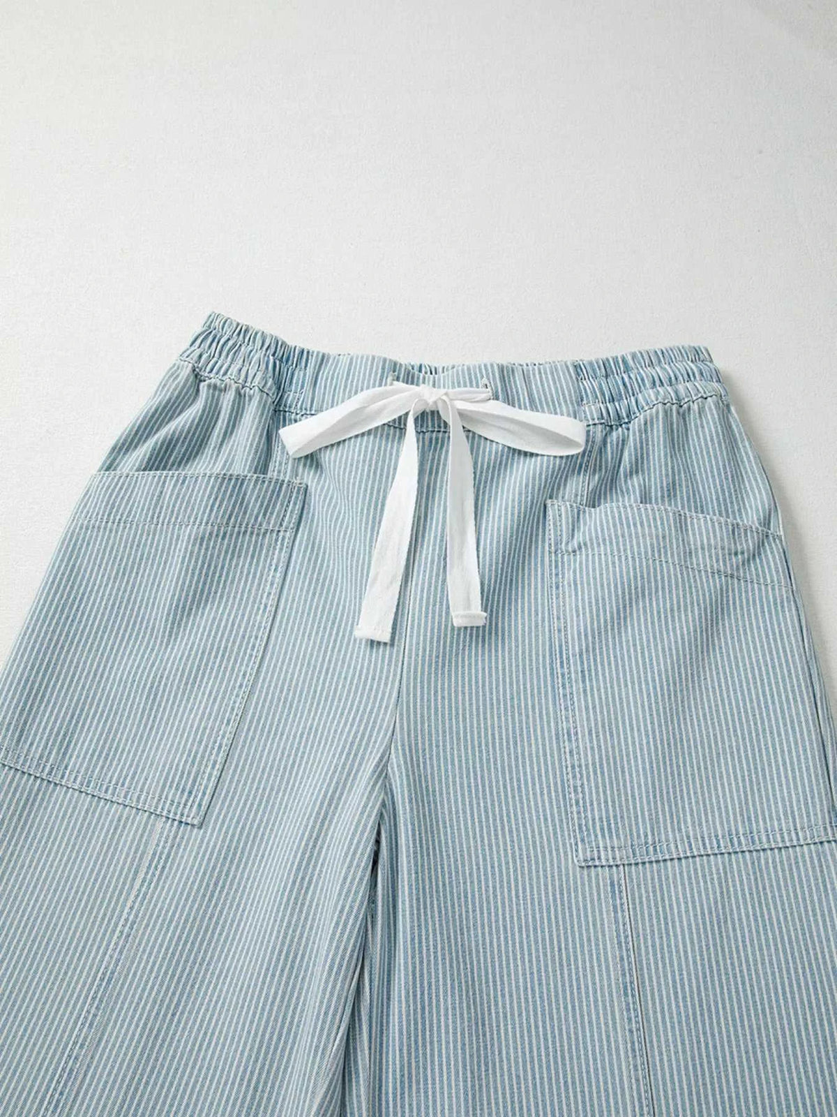 Stripe Mid Rise Drawstring Waist Jeans 100100698319800 58 Affordable Fashion Under $100 Jerry's Apparel 