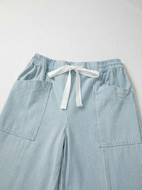 Stripe Mid Rise Drawstring Waist Jeans 100100698319800 58 Affordable Fashion Under $100 Jerry's Apparel 