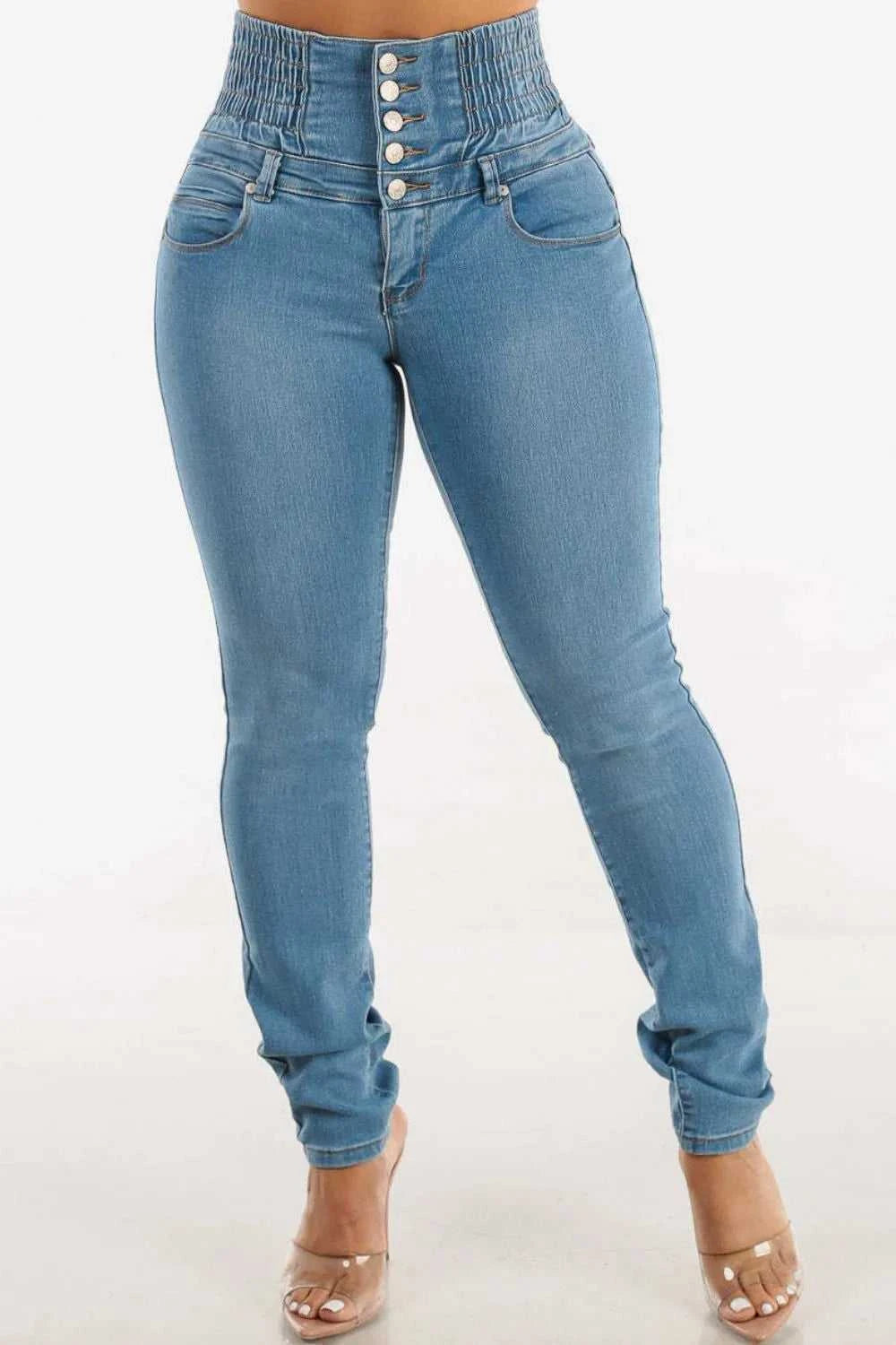 High Waist Buttoned Skinny Hip Lifting Jeans 100100886021617 38 Affordable Fashion Under $100 Jerry's Apparel 