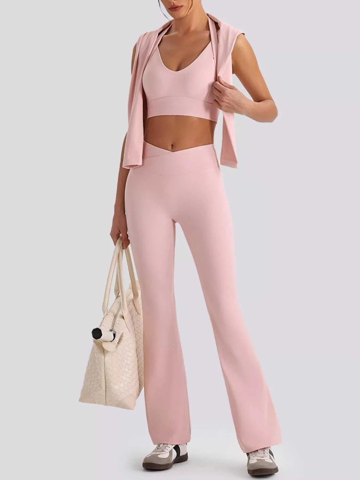 Seamless Criss-Cross V-Neck Tank and Leggings Active Set 101006885753799 113 Comfortable Weekend Sets Jerry's Apparel 