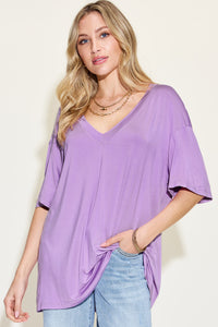 Full Size Bamboo V-Neck Drop Shoulder T-Shirt