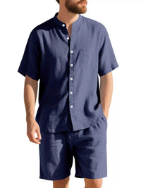Men's Full Size Casual Short Sleeve Shirt and Shorts Set Plus Size 100400356286566 44 Affordable Fashion Under $100 Jerry's Apparel 