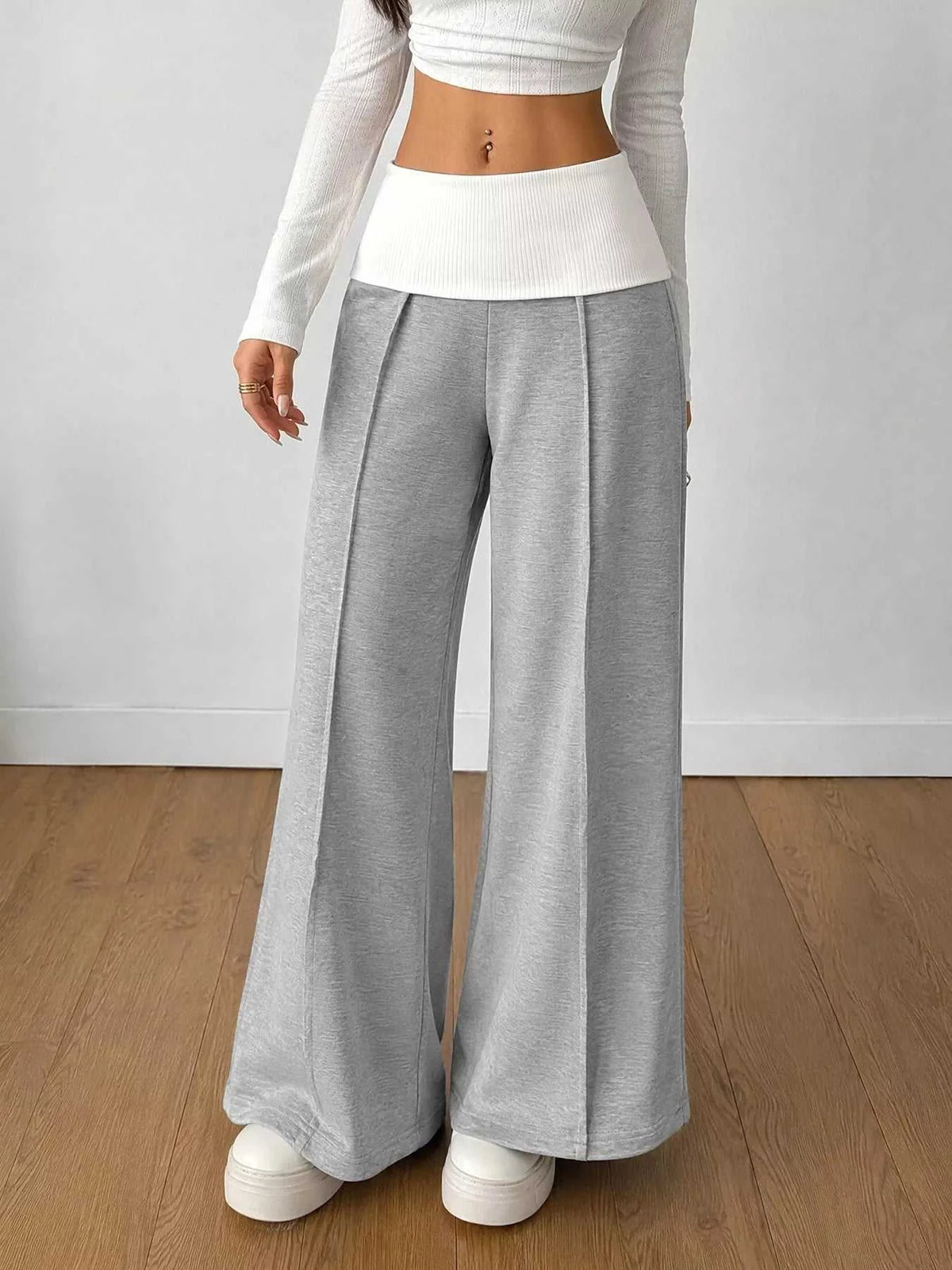 High-Waisted Wide-Leg Contrast Pants 100100682095947 36 Affordable Fashion Under $100 Jerry's Apparel 