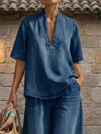 Full Size Half Sleeve Top and Wide Leg Pants Set Plus Size 100100993436564 63 Affordable Fashion Under $100 Jerry's Apparel 