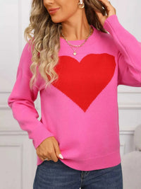Valentine's Day Heart Round Neck Dropped Shoulder Sweater 100100320895258 49 Affordable Fashion Under $100 Jerry's Apparel 