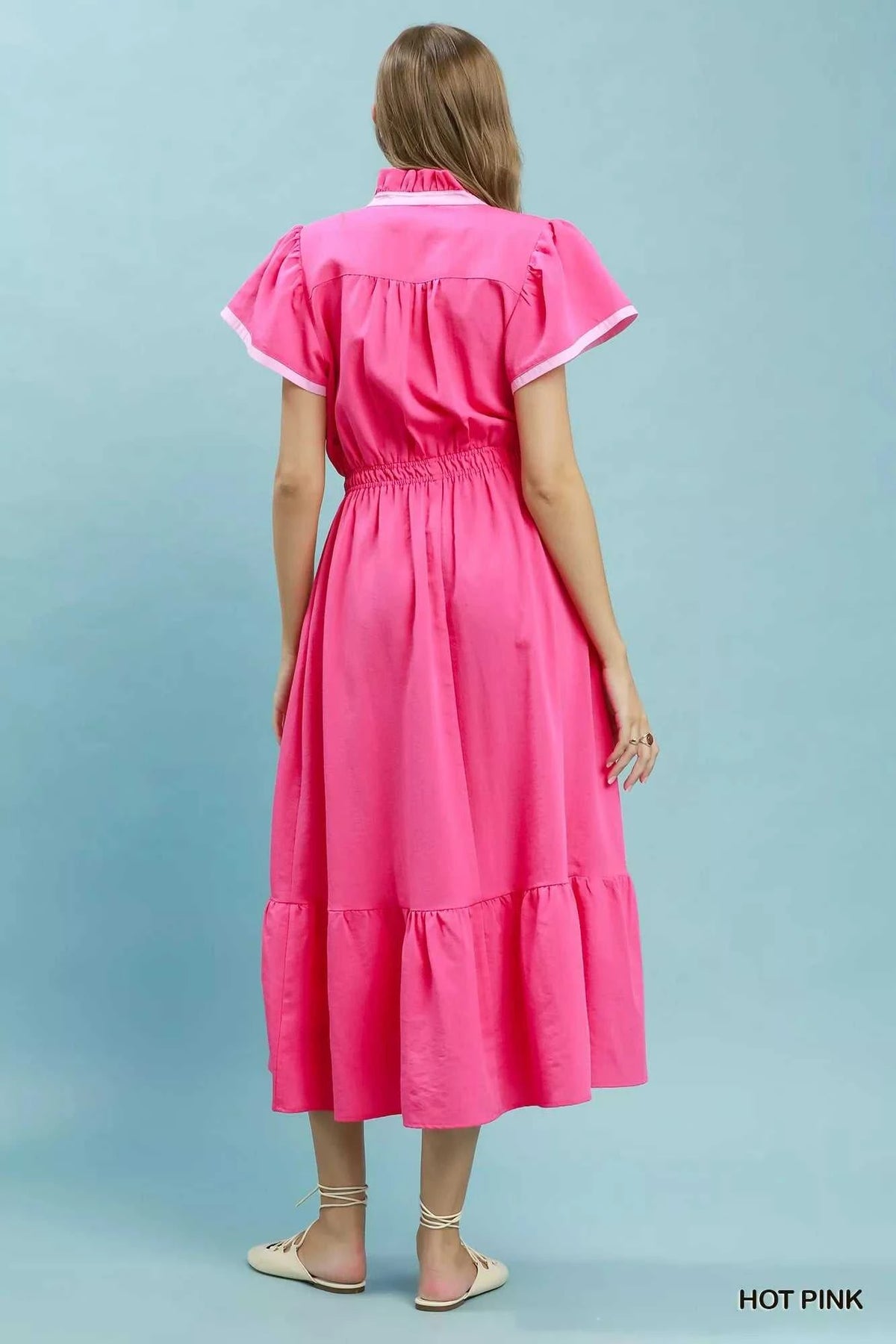Umgee Contrast Trim Midi Dress with Tiered Ruffle Hem 100100766561132 64 Affordable Fashion Under $100 Jerry's Apparel 