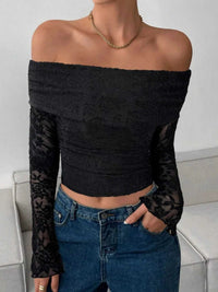 Lace Off-Shoulder Long Sleeve Top 100100624479187 75 Affordable Fashion Under $100 Jerry's Apparel 