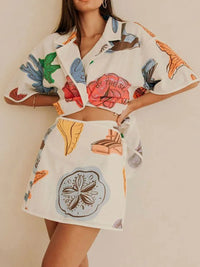 Button Up Short Sleeve Shirt and Shorts Set