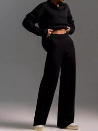 Polo Collar Top and Wide-Leg Pants Set 101001876960393 74 Affordable Fashion Under $100 Jerry's Apparel 