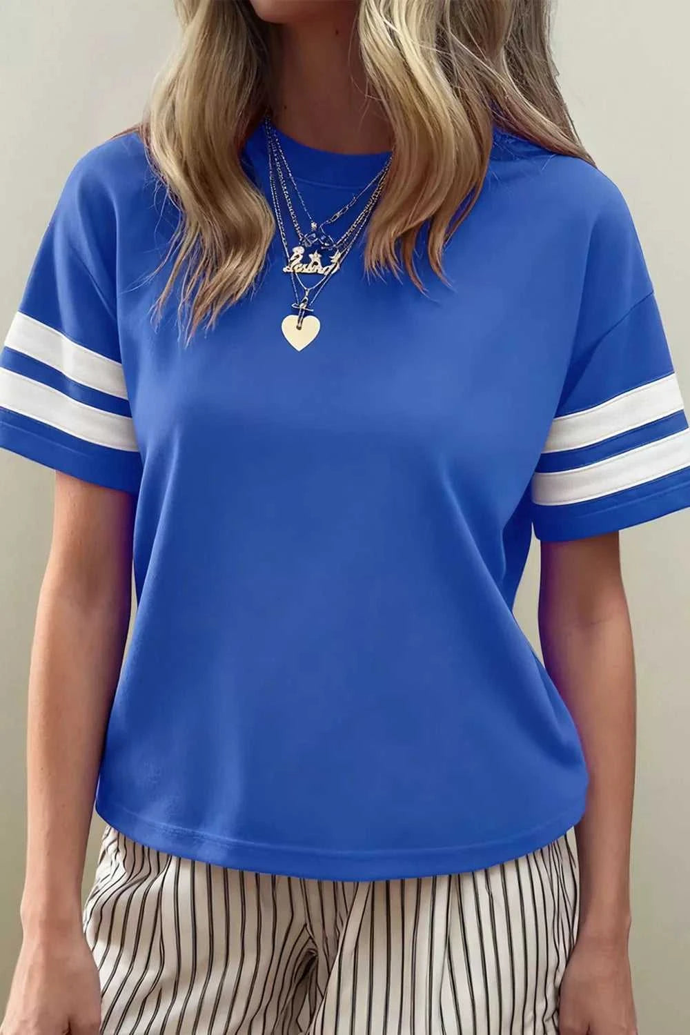 Varsity Striped Short Sleeve Crew Neck T Shirt 100100161944583 27 Affordable Fashion Under $100 Jerry's Apparel 