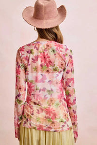 BiBi Floral Shrried Detail Button Up Mesh Cardigan Top 100100970651175 39 Gifts for Her Jerry's Apparel 