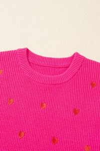 Heart Round Neck Long Sleeve Sweater