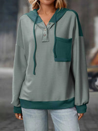 Casual Color Block Button Detail Hoodie 100100649841441 43 Affordable Fashion Under $100 Jerry's Apparel 