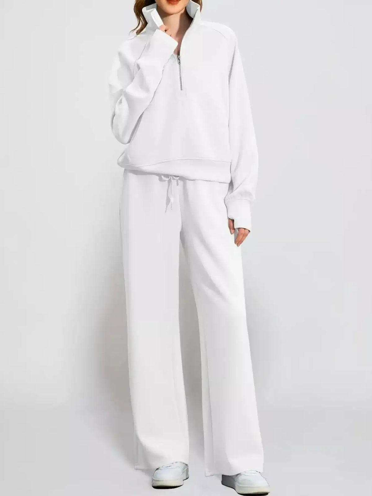 Half-Zip Sweatshirt and Wide-Leg Pants Set 101001840100593 40 Gifts for Her Jerry's Apparel 