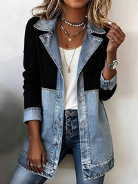 Color-Block Denim and Knit Patchwork Casual Jacket 101003714715332 52 Affordable Fashion Under $100 Jerry's Apparel 