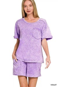 Zenana Halo Snow Washed Exposed Seam Top & Shorts Set 100100640931273 45 Affordable Fashion Under $100 Jerry's Apparel 