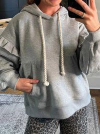 Contrast Rope Drawstring Ruffle Trim Drop Shoulder Baggy Hoodie 100100984131912 52 Affordable Fashion Under $100 Jerry's Apparel 