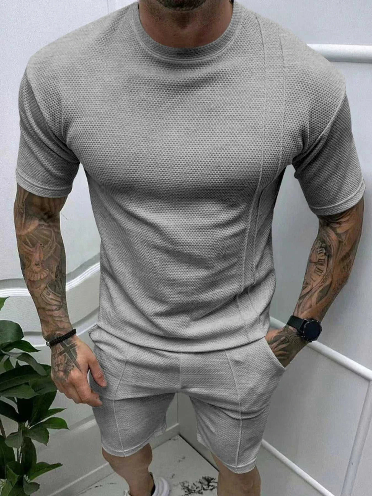 Men's Full Size Round Neck Tee and Shorts Set Plus Size 100400096585534 39 Affordable Fashion Under $100 Jerry's Apparel 