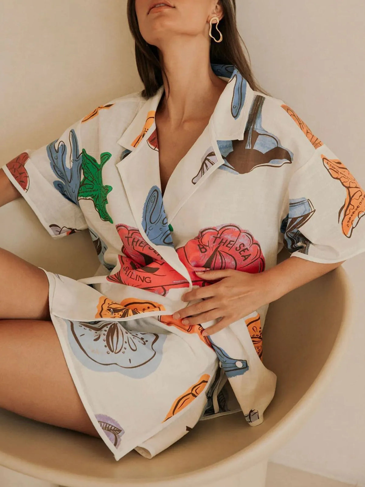 Button Up Short Sleeve Shirt and Shorts Set