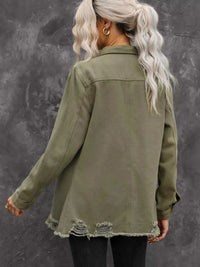 Raw Hem Distressed Denim Shirt Jacket 100100188472813 74 Affordable Fashion Under $100 Jerry's Apparel 