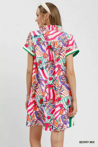 Umgee Tropical Print Collared Shift Dress 100100986501348 57 Affordable Fashion Under $100 Jerry's Apparel 