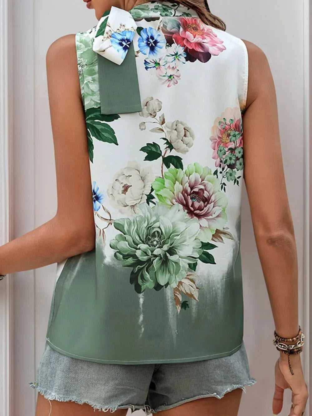 Tied Flower Printed Mock Neck Top 100100608201532 28 Affordable Fashion Under $100 Jerry's Apparel 