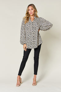 Full Size Leopard Long Sleeve Blouse