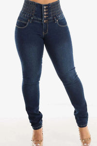 High Waist Buttoned Skinny Hip Lifting Jeans 100100886021617 38 Affordable Fashion Under $100 Jerry's Apparel 